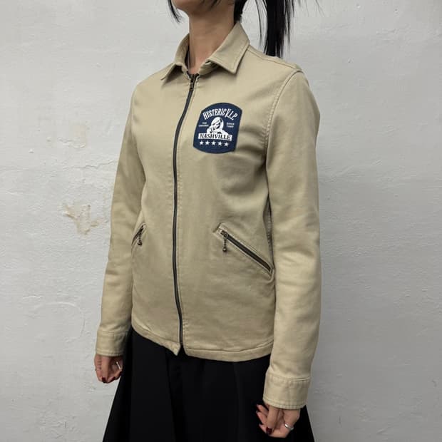 히스테릭글래머 아이보리컬러 캔버스 코튼 히스테릭걸 패치 워크 자켓