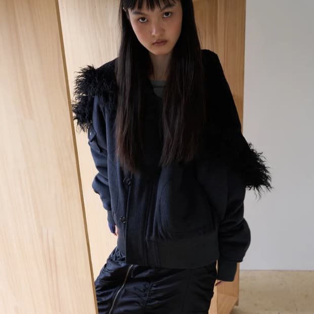 밀로우먼 버튼 플라이트 울 파카 [차콜] 새상품