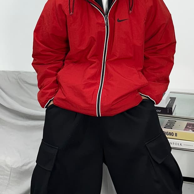 나이키 90s 레드 누빔 점퍼 L