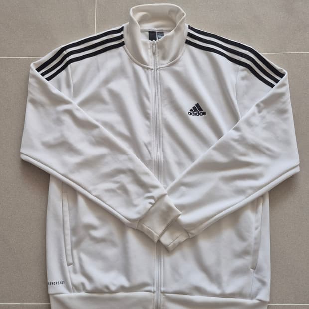 아디다스 3S 레귤러 핏 더블 니트 트랙 탑 화이트 - KR 사이즈