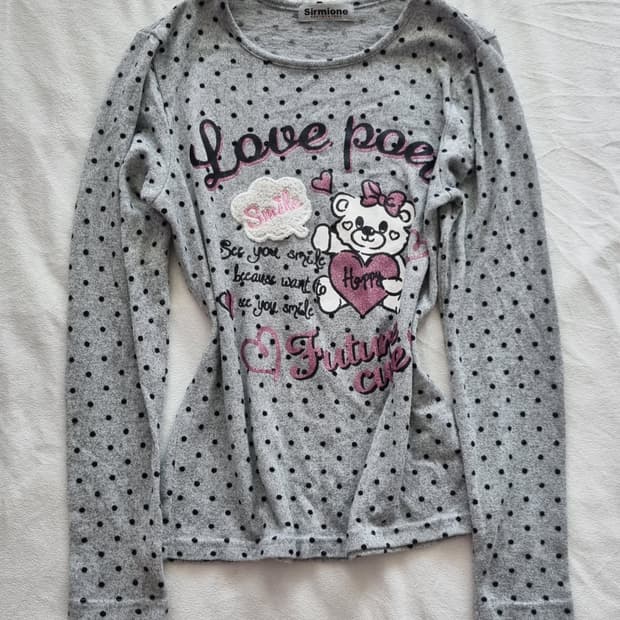 빈티지 모리걸 하구미 갸루 도트 티셔츠