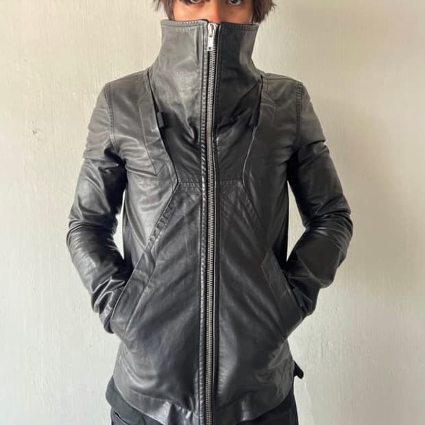 릭오웬스 09fw 아카이브 하이넥 레더재킷