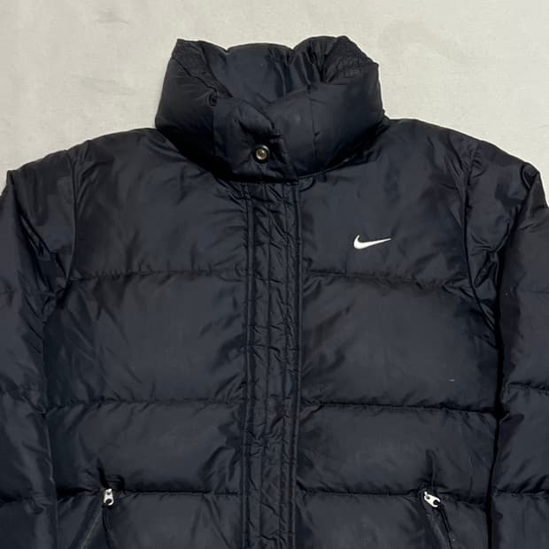 L 나이키 여성용 블랙 다운 패딩 점퍼