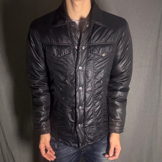 리바이스 오리털 블랙 패딩 셔츠 자켓