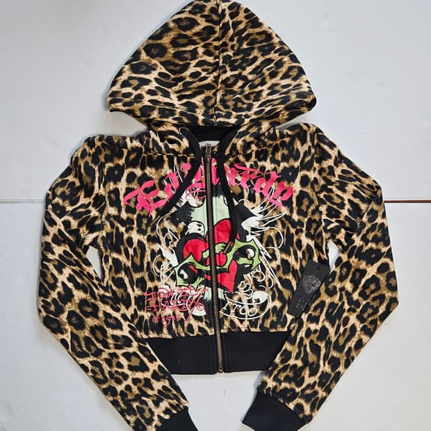 [새제품] 에드 하디 레오파드 후드집업