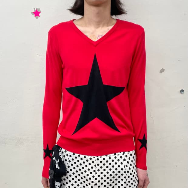 Black Big Star Red Knitwear 