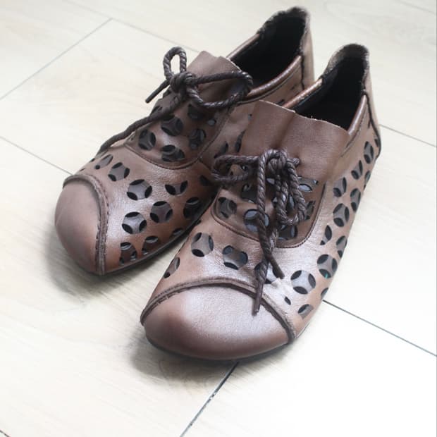handmade botanical cutwork leather shoes