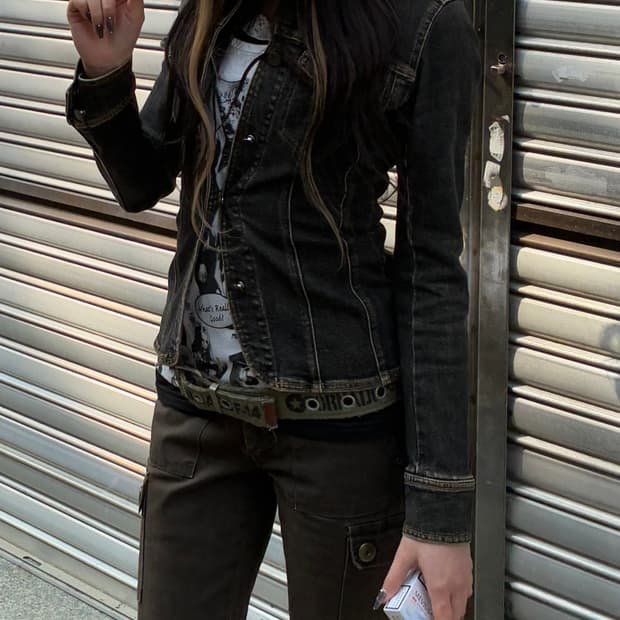 M) Japanese vintage 여성 흑청 데님 자켓