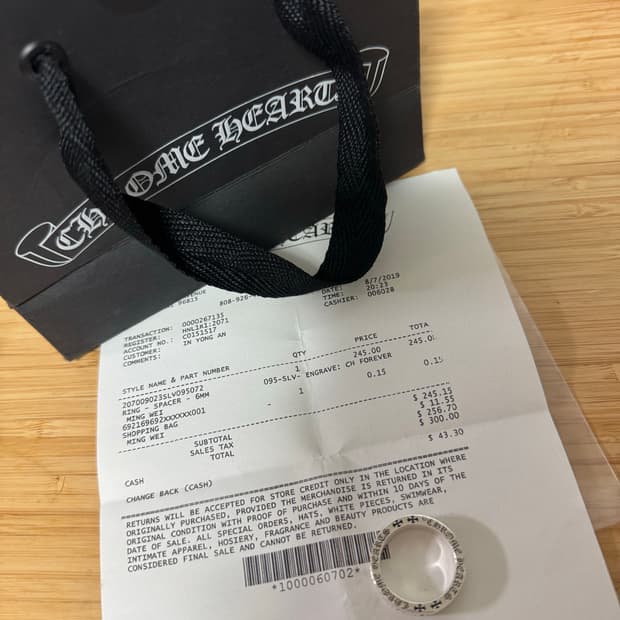 정품 크롬하츠 포에버링 실버 반지입니다