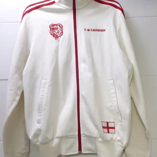 아디다스 흰빨 화이트 레드 런던 저지 져지집업 80~85