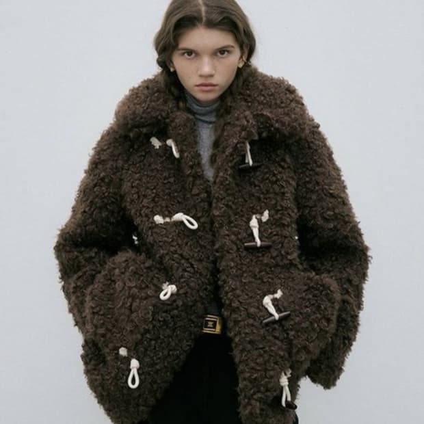 마이스 라그랑 퍼 더플 코트 브라운 free사이즈