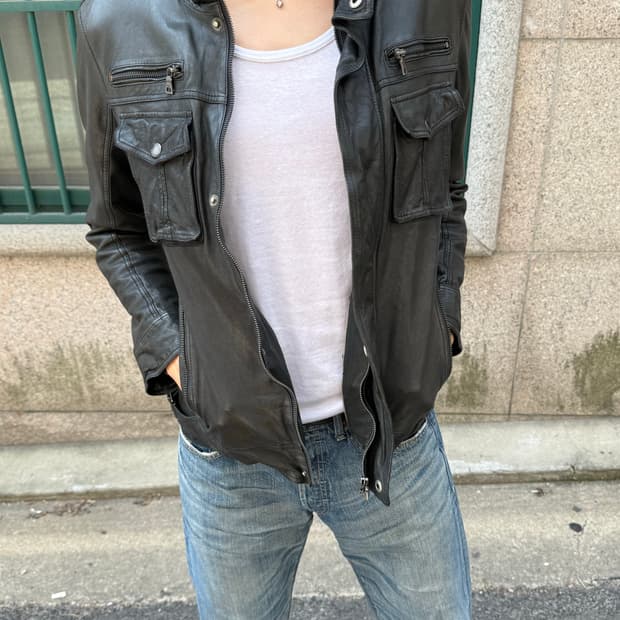 Guess 00s lambskin jacket(hedi vibe)