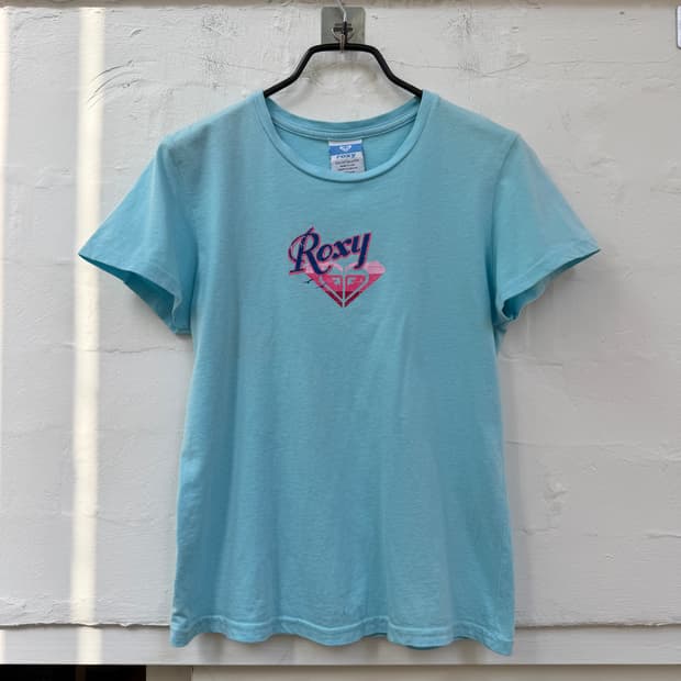 Roxy USA 록시 블루 컬러 크롭 반팔티 M