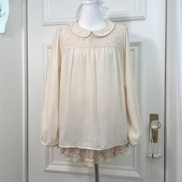 EHKA SOPO butter lace trim collar blouse