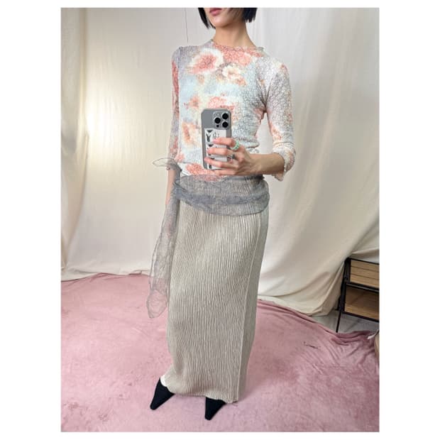 Specchio 플리츠 롱 스커트