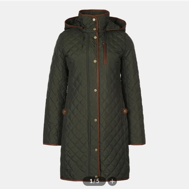 로렌랄프로렌 폭스 스웨이드 트림 퀼팅 코트 점퍼 S