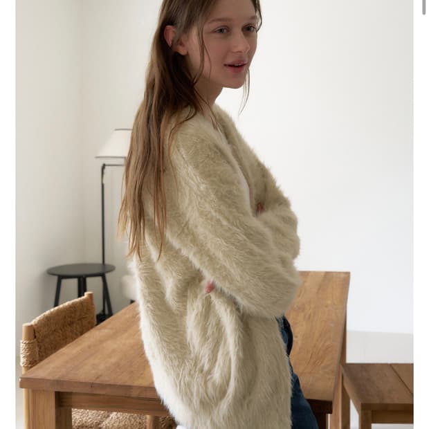 hetherment 헤더먼트 테디 포켓 가디건 아이보리