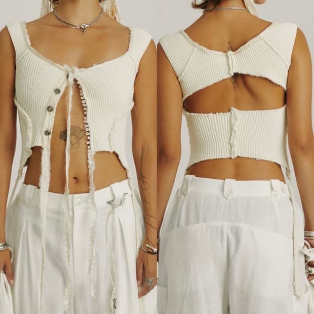 혜인서 슬래시드 니트탑 아이보리 2