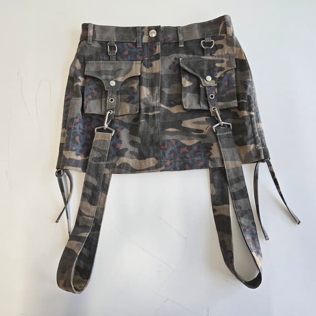 유쓰배쓰 YOUTHBATH 카모 미니 스커트 카키 S