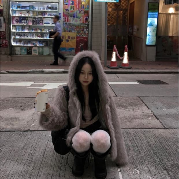 하몽 후드 퍼자켓 새상품