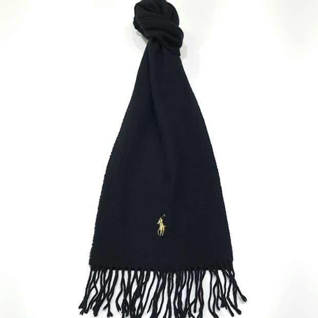 MX388 폴로 이태리판 램스울 골드포니 블랙 머플러 목도리