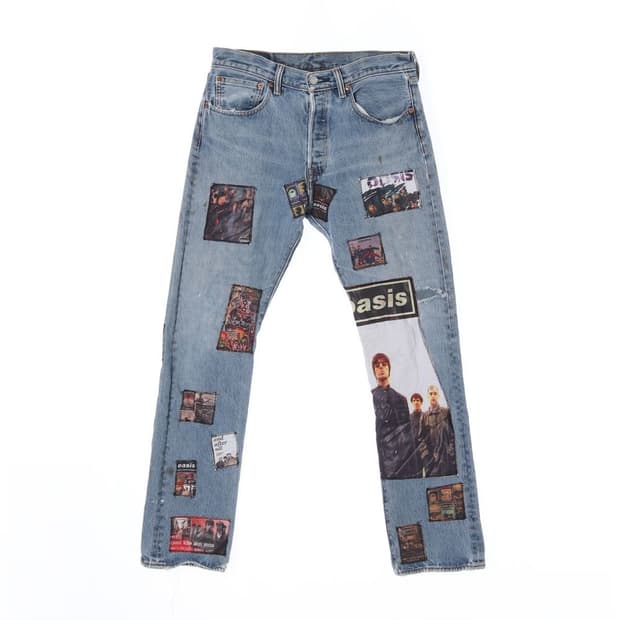 리바이스 501 록 밴드 패치워크 데님 팬츠 청바지 (남성 33in)