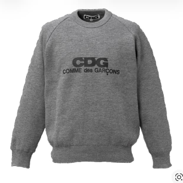 cdg 라운드넥 스쿨 풀오버 그레이