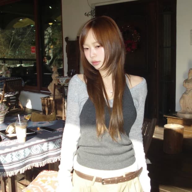 급처) mood layered knit 그레이 