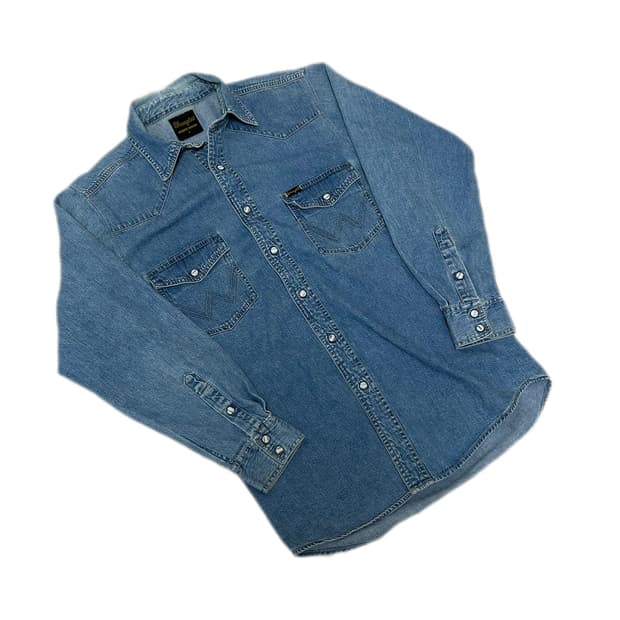 랭글러 빈티지 웨스턴 버튼 데님셔츠