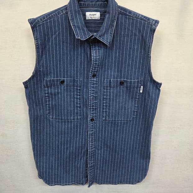 에스피오나지 와바시 스트라이프 데님 워크셔츠 조끼 L 커스텀 