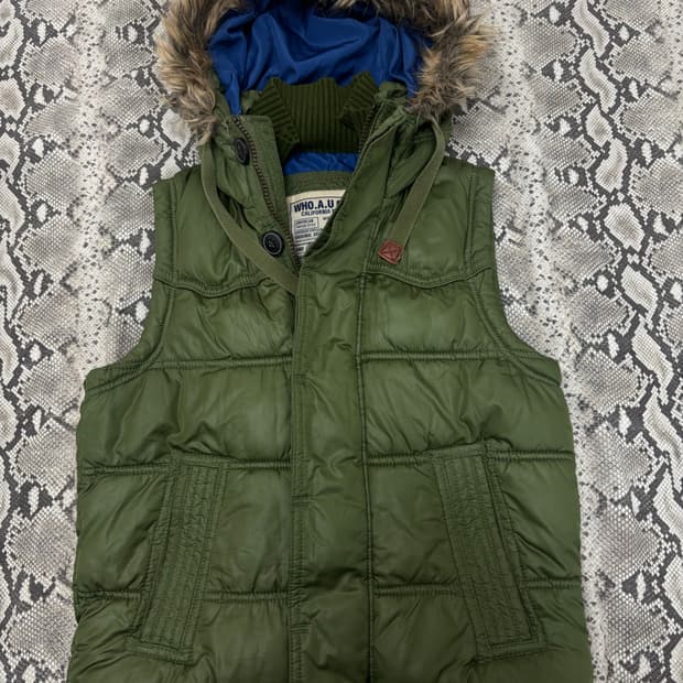 “Who.A.U ”Y2K Mood Khaki Fur Padding