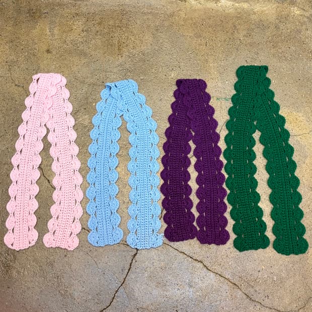 레어 90s 미국 빈티지 니트 핸드메이드 머플러 목도리