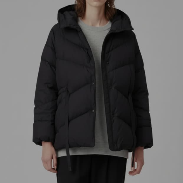 한섬 시스템 2021  구스다운 스트링 오버핏 후드 패딩 55~66