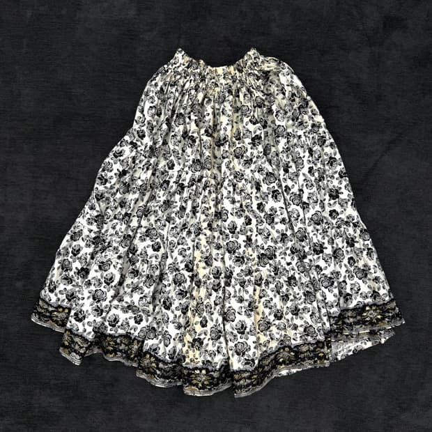 빈티지 플로럴 개더 스커트