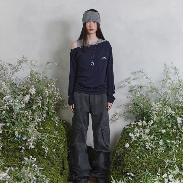 [원가 7.9] 송이송이X탄산마그네슘 원숄더 아일렛 롱슬리브 (네이비)