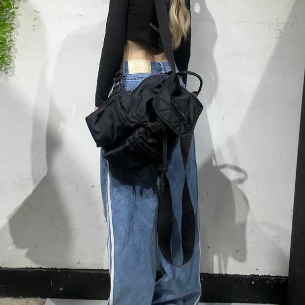 90s CK 캘빈 클라인 블랙 복조리 미니 백팩 가방