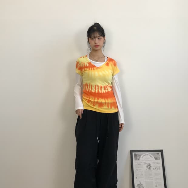 Route 66 Tie Dye V Neck T Shirt