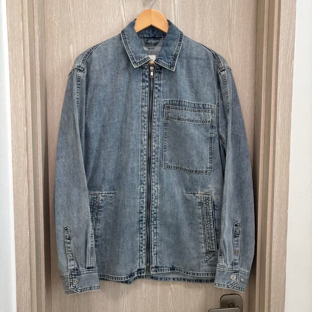 24SS)시리즈 루즈핏 데님 집업 아우터형 셔츠자켓/100/라이트블루