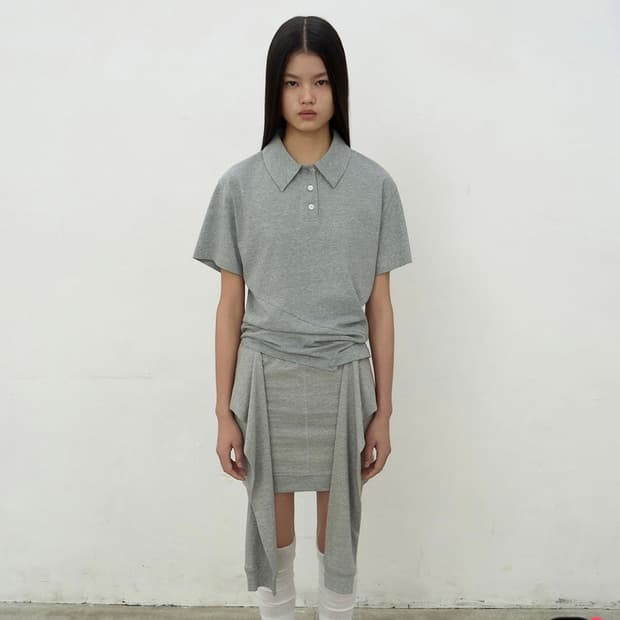 Lcdctm OPEN COLLAR TOP (MELANGE GREY)
