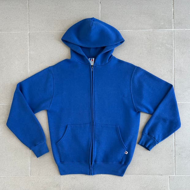 90s 빈티지 러셀 후드집업 블루 M USA