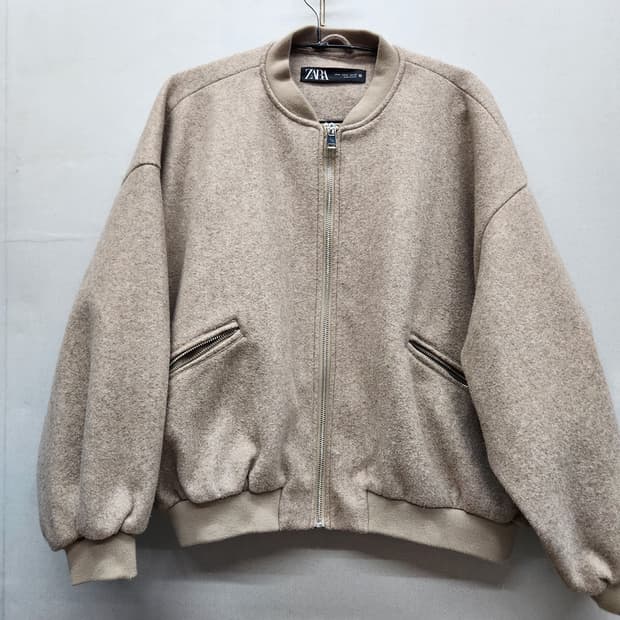 자라 Zara 베이지 플러시 봄버 자켓 M(3XL)