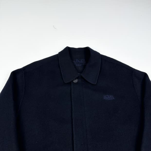 본더치 레터링 자수 네이비 울 반코트 (L)