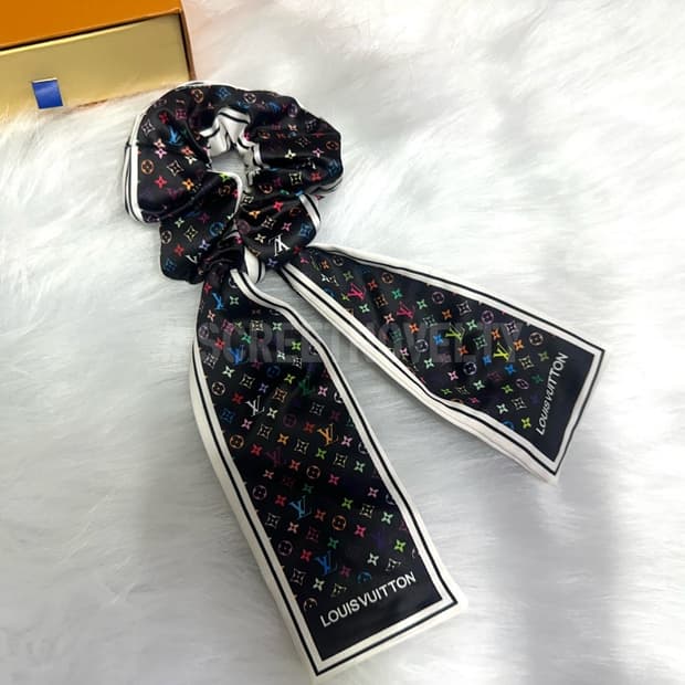 루이비통 블랙&멀티컬러 리본 헤어슈슈