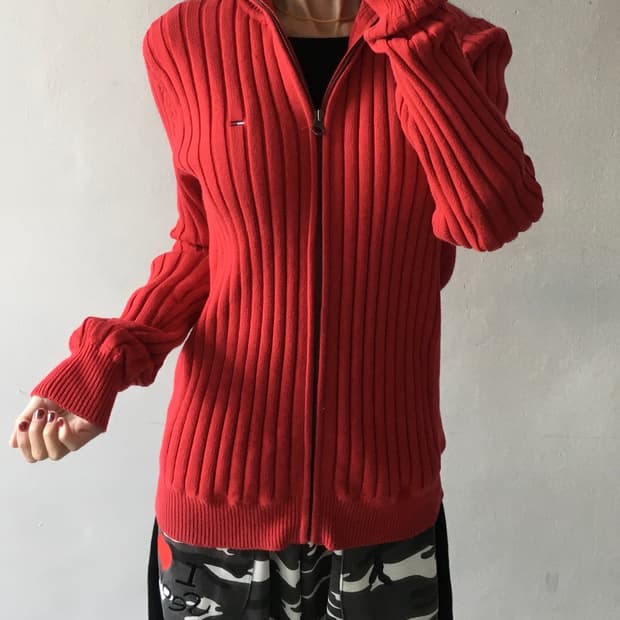 타미힐피거 스몰로고 니트카라집업