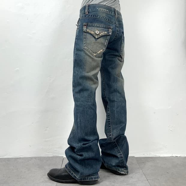 Heavy Washed Flap Pocket Denim Pants