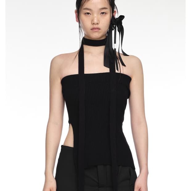 STRAP KNIT TANK TOP BLACK