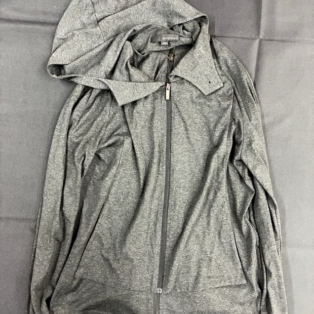 우영미 아카이브 그레이 저지 드레이프 후드 라이더 집업 재킷