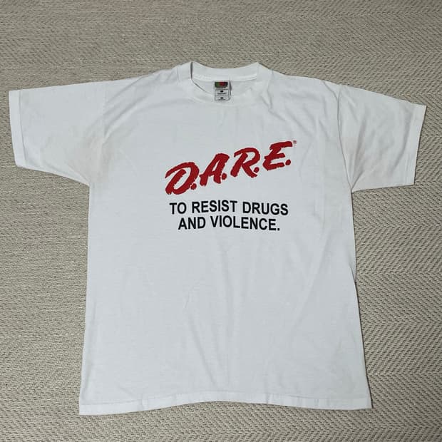 (L) 90s 빈티지 DARE 화이트 티셔츠 후룻