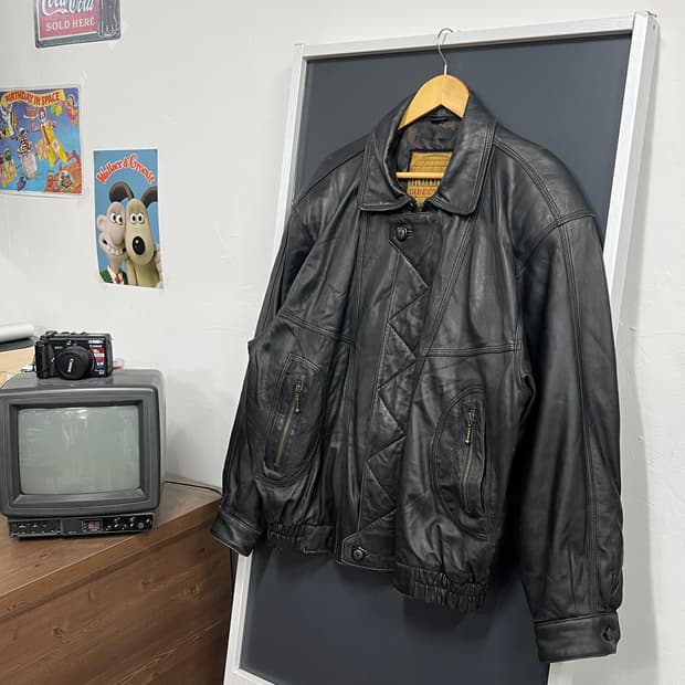 빈티지 90s 양가죽 블루종 레더 자켓