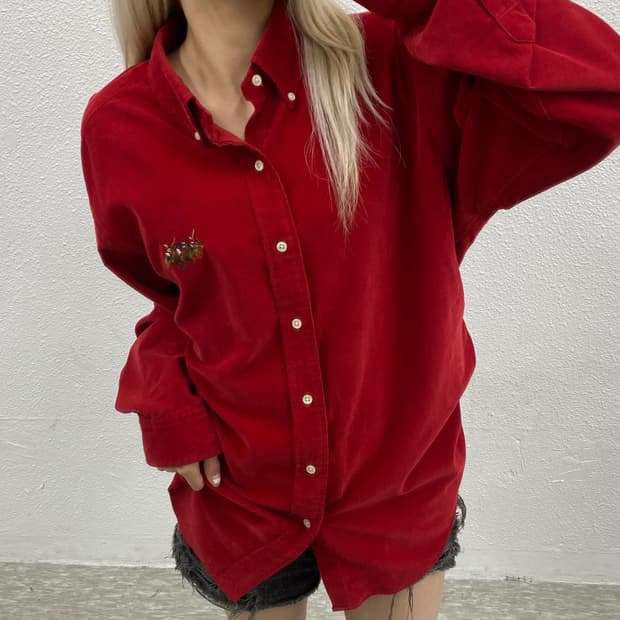 폴로 랄프로렌 코듀로이 레드 셔츠 XL